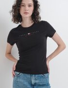 Tommy Jeans Слим памучна тениска Червен/Бял/Черен