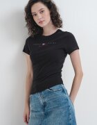 Tommy Jeans Слим памучна тениска Червен/Бял/Черен