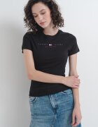 Tommy Jeans Слим памучна тениска Червен/Бял/Черен