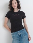 Tommy Jeans Слим памучна тениска Червен/Бял/Черен