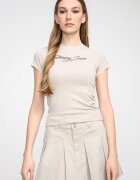 Tommy Jeans Слим тениска с лого Бежов