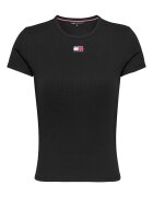 Tommy Jeans Слим тениска с рипс Черен