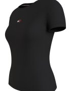 Tommy Jeans Слим тениска с рипс Черен