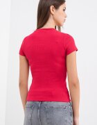 Tommy Jeans Слим тениска с рипс Малина/Розово