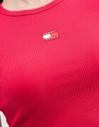 Tommy Jeans Слим тениска с рипс Малина/Розово