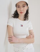 Tommy Jeans Слим тениска с рипс Мръснобял