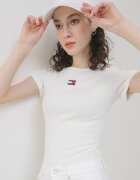 Tommy Jeans Слим тениска с рипс Мръснобял