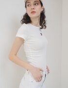 Tommy Jeans Слим тениска с рипс Мръснобял