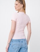 Tommy Jeans Слим тениска с рипс Светлорозов