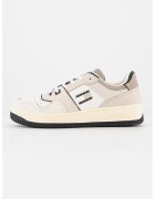 Tommy Jeans Спортни обувки от кожа и велур с лого - Бял/Сиво-бежов