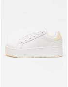 Tommy Jeans Спортни обувки с равна платформа и кожа - Сламеножълт/Бял