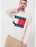Tommy Jeans Стандартен пуловер с уголемено лого - Червен/Светло бежово/Тъмносин