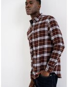 Tommy Jeans Стандартна риза на каре с яка Oxford - Бял/Кафяв