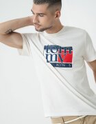 Tommy Jeans Стандартна тениска с фигурален принт Мръснобял/Тъмносин