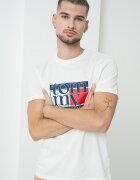 Tommy Jeans Стандартна тениска с фигурален принт Мръснобял/Тъмносин