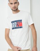 Tommy Jeans Стандартна тениска с фигурален принт Мръснобял/Тъмносин