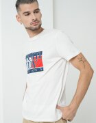 Tommy Jeans Стандартна тениска с фигурален принт Мръснобял/Тъмносин