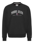 Tommy Jeans Суитшърт с овално деколте и бродирано лого - Бял/Черен
