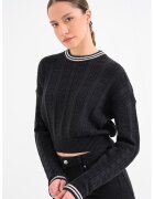 Tommy Jeans Свободен пуловер с релеф - Черен