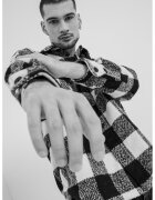 Tommy Jeans Свободна карирана риза - Бял/Черен