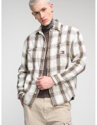 Tommy Jeans Свободна риза на каре - Зелен/Черен/Крем