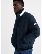 Tommy Jeans Свободно зимно яке със средновисока яка - Бял/Тъмносин