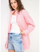 Tommy Jeans Уголемена риза с дълги ръкави - Бял/Розово