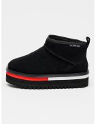 Tommy Jeans Велурени боти с равна платформа - Черен