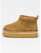 Tommy Jeans Велурени боти с равна платформа - Камел