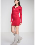 Tommy Jeans Вталена рипсена рокля - Тъмнорозов