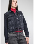 Tommy Jeans Яке от деним с копчета - Антрацитно сиво