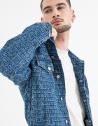 Tommy Jeans Яке от деним с принт Тъмносин