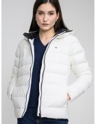 Tommy Jeans Зимно слим яке с качулка - Бял