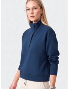 TommyLife Дамски суитшърт в тъмнобял цвят от смесена материя с цип