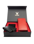 Toro Nero Комплект дамски портфейл и мъжки портфейл естествена кожа червен Gia-Viki