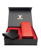 Toro Nero Комплект дамски портфейл и мъжки портфейл - естествена кожа - червен - Gina-Muselles