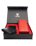 Toro Nero Комплект дамски портфейл и мъжки портфейл - естествена кожа - червен - Gina-Viki