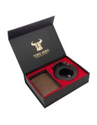 Toro Nero Комплект портфейл и колан Ayan - Мъжки - От естествена кожа - Кафяви