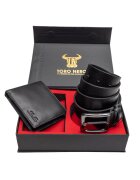 Toro Nero Комплект портфейл и колан - За мъже - От естествена кожа - Max-Night