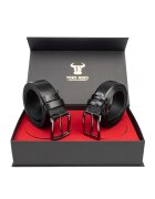 Toro Nero Мъжки комплект естествена кожа ежедневен+елегантен колан Basic-Smooth