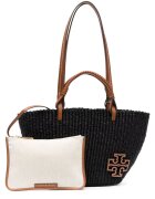 Tory Burch Дамска чанта - - Ella Straw Small Basket Tote - черна - 38x22x9 см