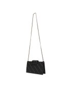 Tory Burch Дамска чанта Fleming Mini Chain W - естествена кожа - черна