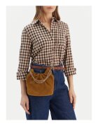 Tory Burch Дамска чанта Fleming Suede Mini H - цвят Chicory Brown - от естествена кожа