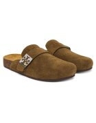 Tory Burch Дамски сабо Mellow Mule - естествена кожа - Wild Olive/Silver