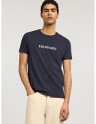 Trussardi Памучна тениска с лого - Пастелносин/Екрю