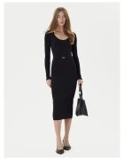 Twinset Дамска плетена рокля черна - от плетена материя