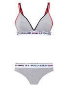 U.S. Polo Assn. Бикини и триъгълен сутиен с лого Сив меланж