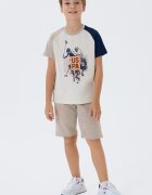 U.S. Polo Assn. Къс спортен екип с лого Бял/Светло бежово/Тъмносин