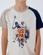 U.S. Polo Assn. Къс спортен екип с лого Бял/Светло бежово/Тъмносин
