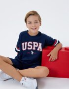 U.S. Polo Assn. Къс тренировъчен екип от памук с лого Тъмносин